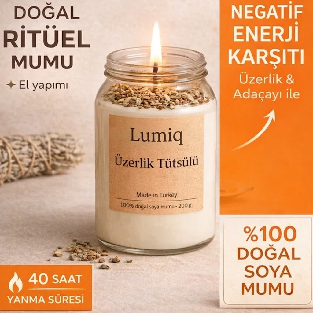 Lumiq Nazar Arındırıcı Ritüel Mum (Üzerlik & Ada Çayı)