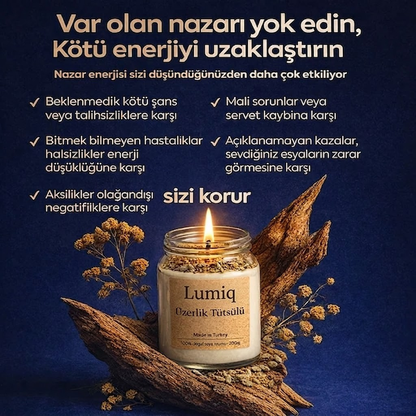 Lumiq Nazar Arındırıcı Ritüel Mum (Üzerlik & Ada Çayı)