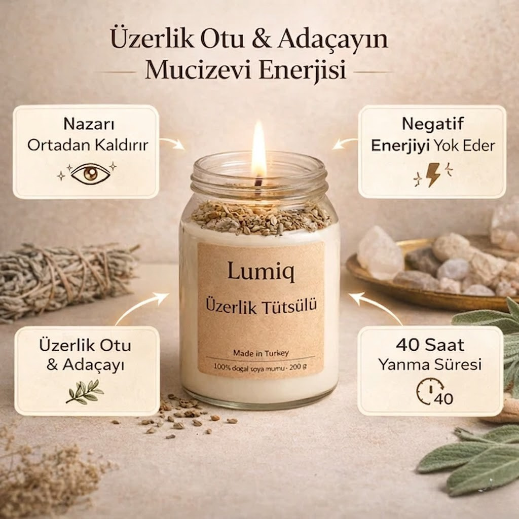 Lumiq Nazar Arındırıcı Ritüel Mum (Üzerlik & Ada Çayı)